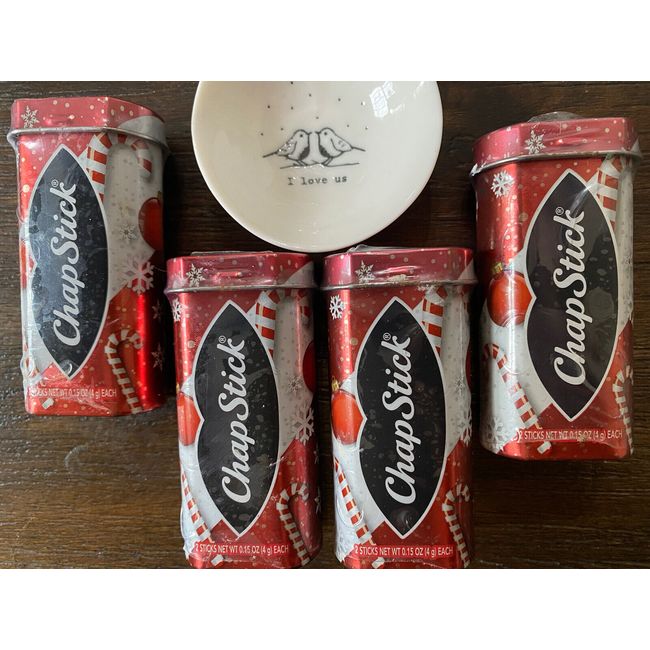 Lot 4 Tins 2 ChapStick Candy Cane Total 8 Limited Edition Lip Xmas Balms RARE