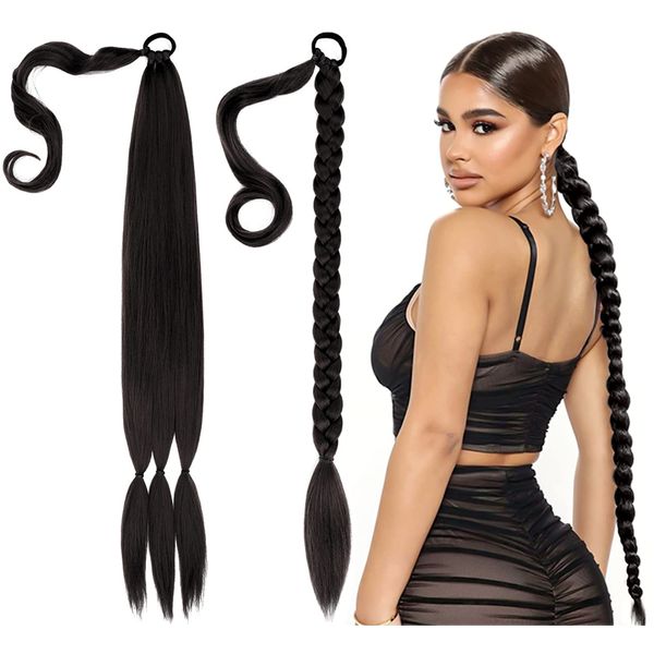 Braids Synthetic Hair, Texture Hair Extensions, Dark Brown Long Ponytail Braids, Pre-stretched Braiding Hair Extensions for Crochet Twist Braiding Hair