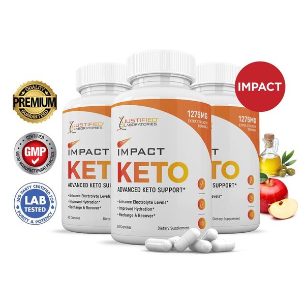 Impact Keto ACV Pills 1275 MG Stronger Than Gummies Keto Support 3 Pack