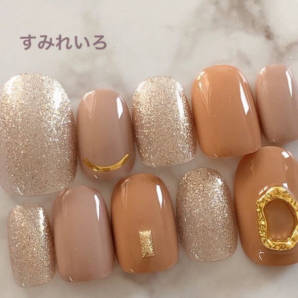 Nail tip false nails marine nails cute short long bridal summer nails nail present short nails small nails large nails berry short chibi nails adult nails false nails white nails white<br> [1680] Terracotta beige glitter b/ap