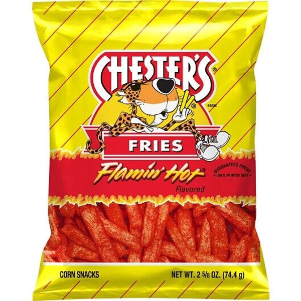 Chester s Fries Flamin Hot Cheese Flavored Snack, 2.625 Ounce, 28 Per Case