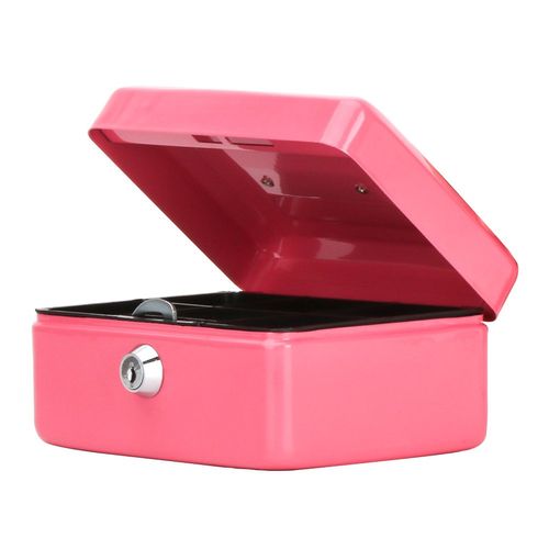 Jssmst CB0801S Hand Safe, Key Lock, Metal, Mini Size, Lightweight, For Kids, 5.9 x 4.7 x 3.1 inches (15 x 12 x 8 cm), B7 Size (Pink)