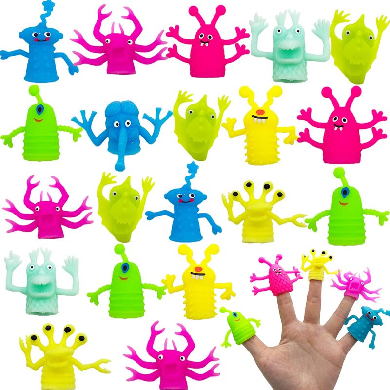 20 Pcs Finger Puppets Toys,Funny Colorful Monster Stretchy Finger ...