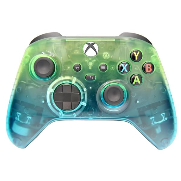 Wireless Custom Controller Compatible with PC, Windows 10+, Series X/S & One (Series X/S Clear Green & Blue)