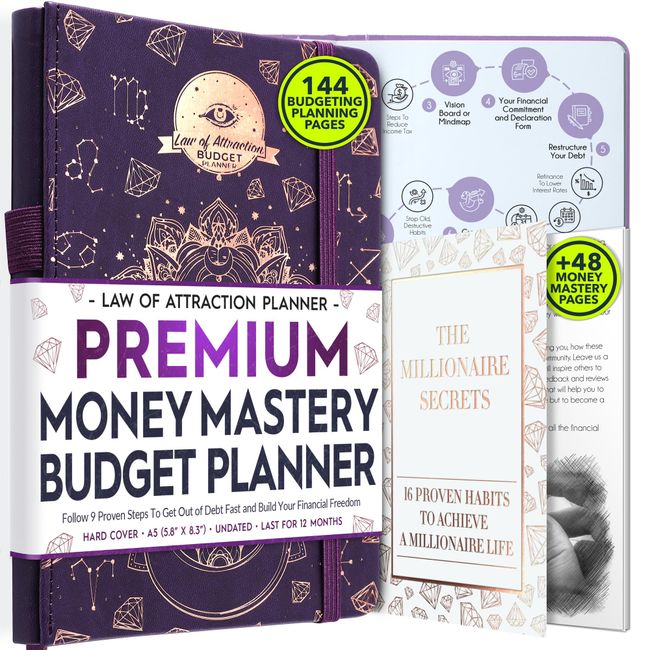 Financial Planner, Monthly Budget Planner and Monthly Bill Organizer - 12 Month Journey to Financial Freedom, Monthly Budget Book Planner, Money Saving Book a Budgeting Planner or Finance Planner