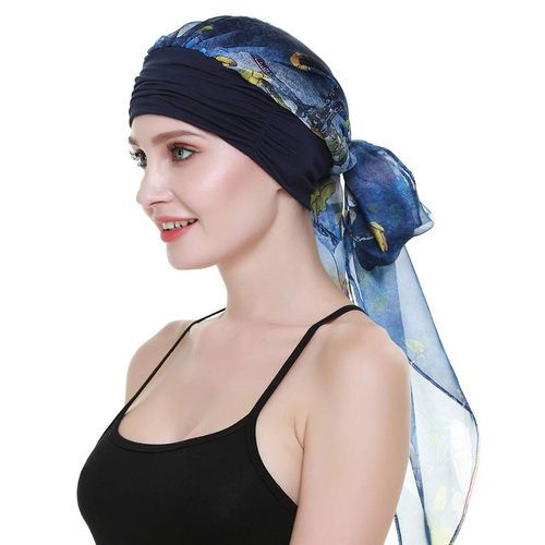 Cancer Headcovers for Chemo Patients Hat Scarf Cap for Women Denim Blue