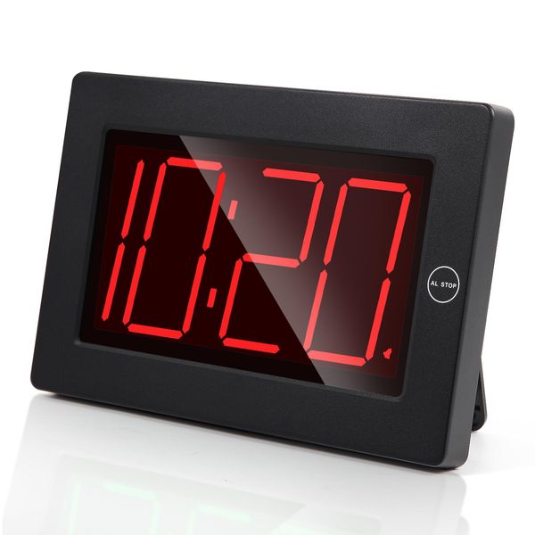 Timegyro LED Battery Wall Clock, Visable in the Night, No Plug In, Large Display Digital Wall Clock, Adjustable Brightness