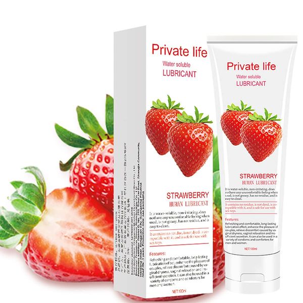 Strawberry Flavor Lubricant Jelly, Love Lotion, Adult Lubricating Jelly, Water Soluble Gel, Lickable Lubricant Lotion, Strawberry Plant Blend, Fruity Lubricant Gel (100ml/2pcs)