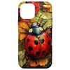 Ladybug Branch Scene Autumn Leaves Red Bug Art Case for iPhone 12 mini