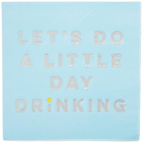 X&O Paper Goods TW4-22027 Let's Do A Little Day Drinking Paper Cocktail Napkins, 5'' x 5'', Blue, 20pcs
