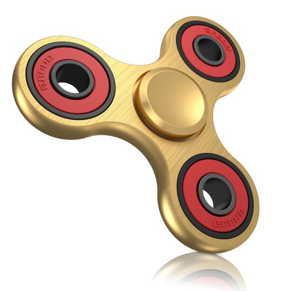 Vofolen Fidget Spinner Fidget Toy Stainless Steel Metal Bearing High Speed 3-6 Min Spins Hand Spinner Fidget Toys EDC ADHD Anxiety Stress Relief Tri Finger Fidget Spinners Sensory Toy Kids Adults-Gold