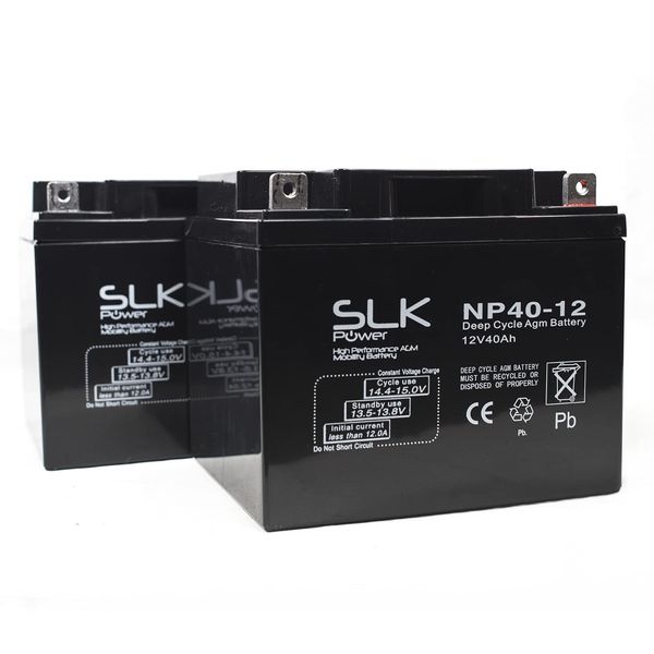 SLK Power Mobility Scooter AGM Battery Pair of 2 x 12v 40ah Reliable And Long Lasting Replacement Batteries For Electric Scooters And Wheelchairs