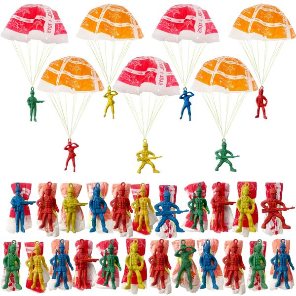 OJYUDD 50 PCS Parachute Toy,Mini Paratroopers Army Parachute Flying Throwing Outside Toys,Tangle Free Throwing Toy Parachute for Toddlers,Party Favors