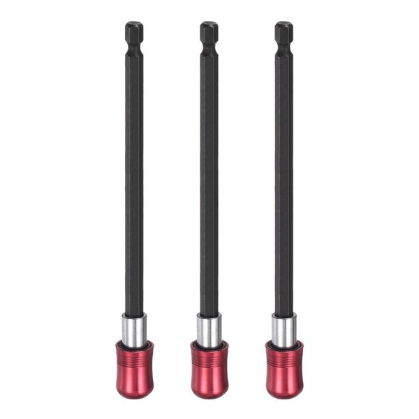 sourcing map 3pcs Magnetic Extension Chuck Adapter 6" 1/4 Inch Hex Shank Quick Release Bar Socket Screwdriver Bit Holder for Screwdriver Bits Nuts Drills Socket Driver Adapter