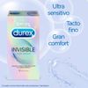 Durex invisible extra lubricado 12 preservativos