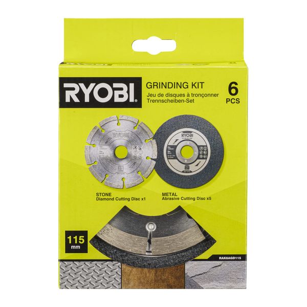 Ryobi RAK6AGD115 115mm Angle Grinder Accessory Set (6 piece)