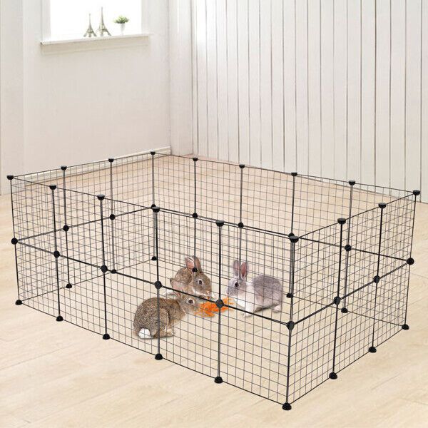 Black  Pet Playpen, Small Animal Cage Indoor Portable Metal Wire Yard Fence