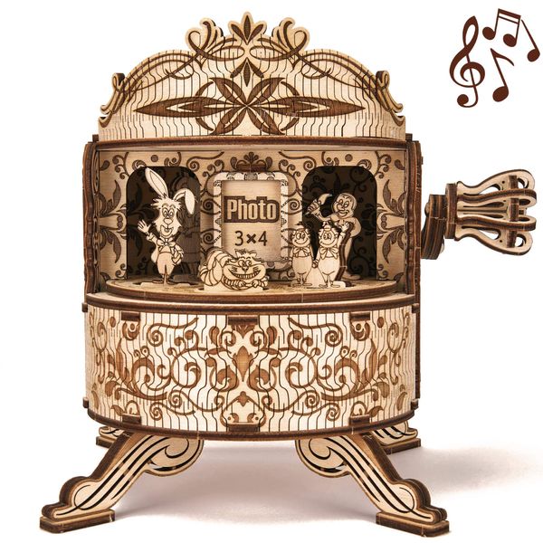 Wood Trick Fairy Theater Happy Birthday Wooden Music Box Kit - w/Fairy Characters - Hand Crank - 3D Wooden Puzzle for Adults and Kids to Build - DIY