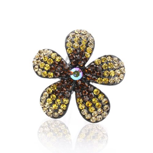 Crystal Flower Hair Barrettes, Light Brown