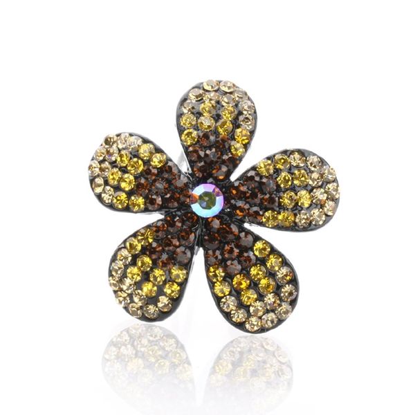 Crystal Flower Hair Barrettes, Light Brown
