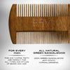 BRV MEN Beard & Mustache Comb - 100% Natural Green Sandalwood - Pocket Size, Comes with Carry Case - Works Perfectly with Your Beard Oil and Beard Balm - For All Types and Styles of Hair