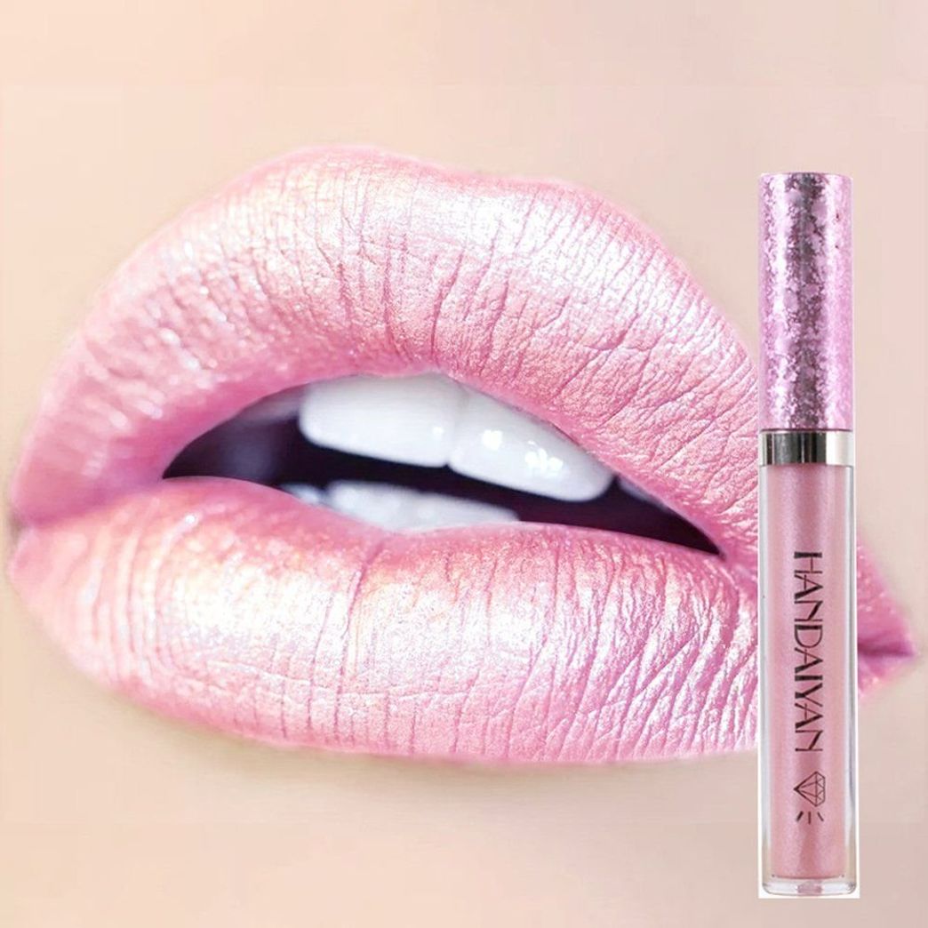 DONGXIUB Metallic Diamond Liquid Glitter Shimmer Lipstick Nonstick Cup  Makeup Lip Gloss (B)