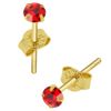 AZARIO LONDON 9K Solid Yellow Gold with 3MM Red Crystal Stone Stud Earring