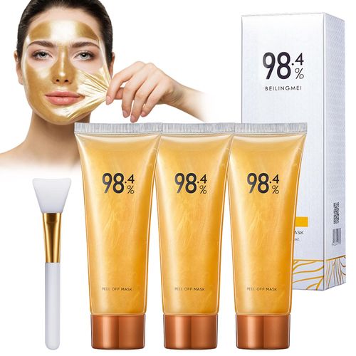 Pack of 3 Peel Off Mask, Gold Foil Peel-Off Mask, Face Anti Wrinkle Peel Off Mask, 98% Gold Foil Tear Off Mask, Blackhead Remover Mask, Blackhead Cleansing Hydration Face Mask