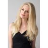 Straight half wig with high crown; height boosting technology: Claudia black #1b