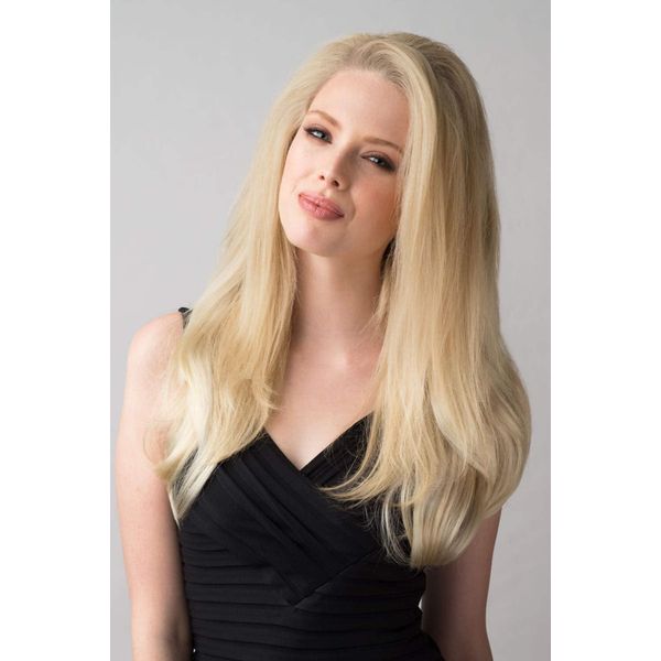 Straight half wig with high crown; height boosting technology: Claudia black #1b