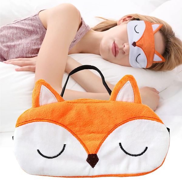 CXAFQ Eye Mask for Sleeping Fluffy Cute 3D Fox Breathable and Portable, Comfortable and Super Soft Eye Mask Ultimate Sleeping Aid, for Girls Boys Women Men Kids Night Nap Travel Meditation