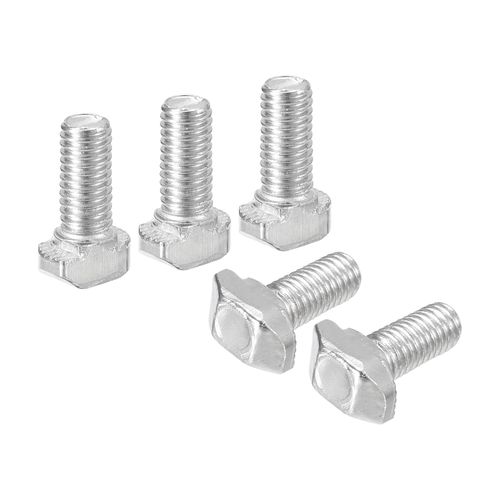 uxcell 40Pcs T-Slot Bolts, M5 x 12mm Hammer Head Bolt T Screw Drop-in Stud for 2020 Series T-Slot Aluminum Extrusion Profile, Carbon Steel Nickel Plated, Silver