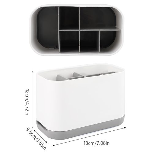 Toothbrush Holder, Grey with Electric Toothbrush Holder and Large Drain, Non-Slip Plastic Base, Suitable for Bathroom and Families (18 x 12 x 9.8 cm)