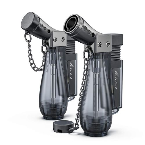 VVAY Pack of 2 Jet Flame Windproof Lighter, Gas Refillable, Adjustable Flame, Windproof Butane Lighter, Great Cool Gift Idea for Men (Sold without Gas)