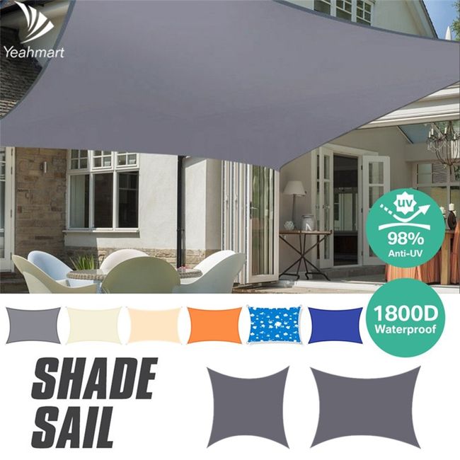 Waterproof Sun Shade Sail 98%UV Block Canopy Awning Square Rectangle  3m*3m/3.6m*3.6m/5m*3m/4m*3m FOR Garden Lawn Patio 40%OFF