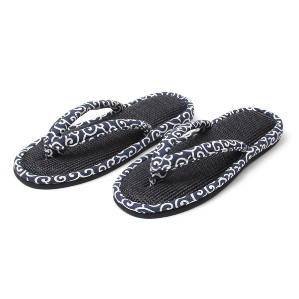 [Lifestyle] Made in Japan, Arabesque Pattern Zori Slippers, Thong Slippers, Beach Sandals Slippers, Black