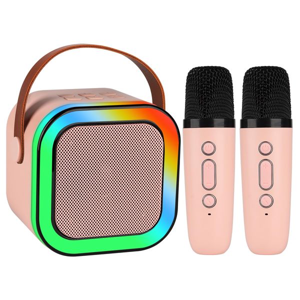 Kids& Adult Karaoke Machine, Portable Bluetooth Speaker with Wireless Microphone, 4-18 Years Old Birthday Gifts for Girls Boys,Kids Toys Gifts for Girls Boys 4, 5, 6, 7, 8, 9, 10 +Year Old (Pink)