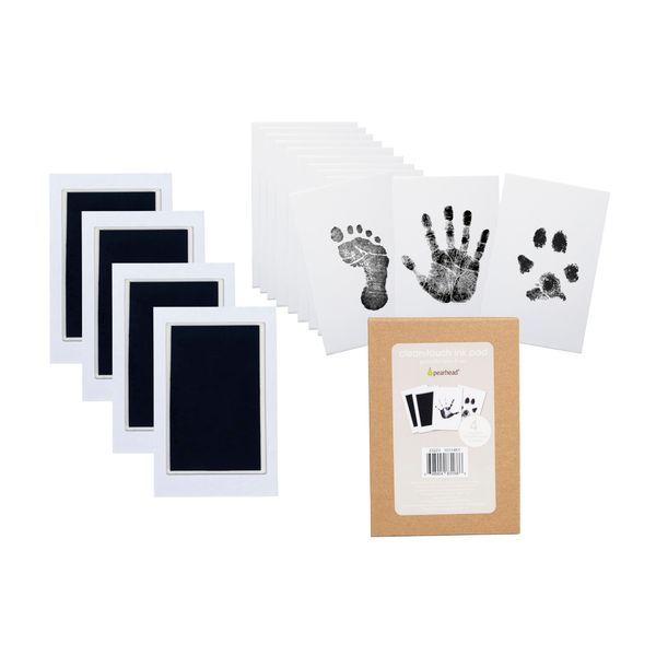 Pearhead Clean-Touch Ink Pad 4-Pack, Baby Handprint or Footprint Clean-Touch Inkless Ink Pad Kit, Ink Pad for Cat or Dog Pawprints, Baby and Pet Keepsake Ink Pads, Set of 4