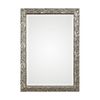 Luxe Silver Leaves Vanity Wall Mirror | 35" Organic Textured Layered Classic