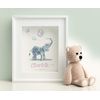 Personalised elephant nursery print for babies