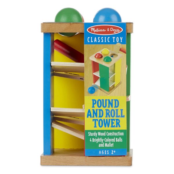 Melissa & Doug Deluxe Pound and Roll Wooden Tower Toy With Hammer