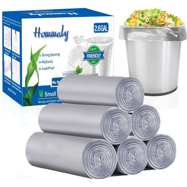 Hommaly 2.6 Gallon Grey Trash Bags, 300 Count, Waste Bag, Can Liners, Garbage Bags