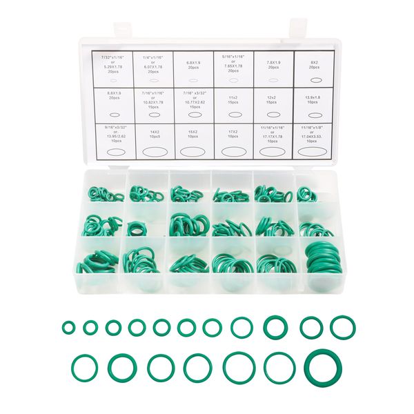 ESEWALAS 270 Pieces Seal Gasket Washer,O Ring Assortment Set Kit,Car Air Conditioning AC O Ring Kit,Sealing ORings Gasket Assortment Set,Rubber Washer Orings for A/C Professional Plumbing Automotive