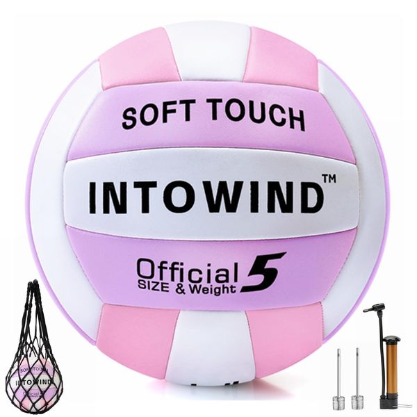 INTOWIND バレーボール 練習用バレーボール ソフトタッチ バレーボール 屋外屋内 バレーボール ビーチ 公園 ジム 試合 トレーニング バレーボール 公式サイズ 5