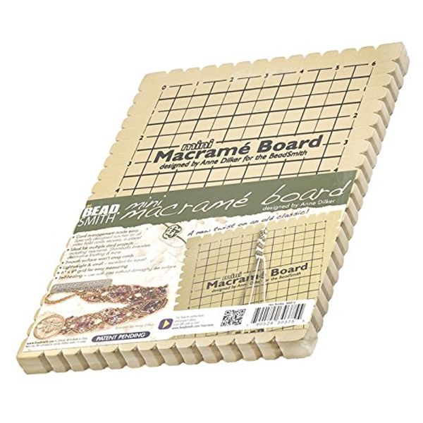 Beadsmith Mini Macrame Board with Instructions 6 inchx9 inch,Beige