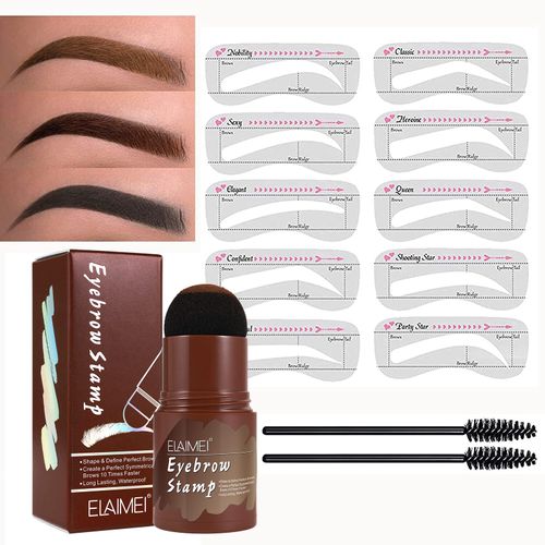 Timbro Per Sopracciglia, Kit Per Modellare Per Sopracciglia, Eyebrow Powder, 10 Set Di Stencil Per Sopracciglia Riutilizzabili, 2 Pennelli Per Matita Per Sopracciglia, Sopracciglia Impermeabile