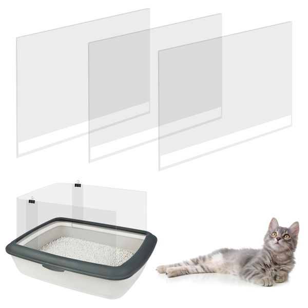 3 Pack Cat Litter Box Pee Shields Easy Clean AntiSplashing Kitty Enclosure Pan