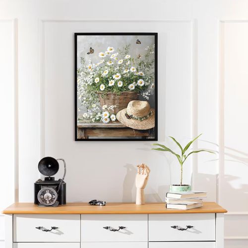 Rustic Daisy Wall Art Farmhouse Flower Painting Pictures Wall Decor Rustic Country Floral Canvas Poster Prints for Living Room Bedroom Kitchen Bathroom Decor Unframed 12x16inch
