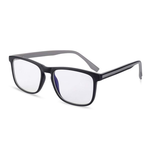 Gudzws Blue Light Blocking Reading Glasses Readers Spring Hinges Sturdy Retro Style Rectangle TR Frame Unisex Black +3.50