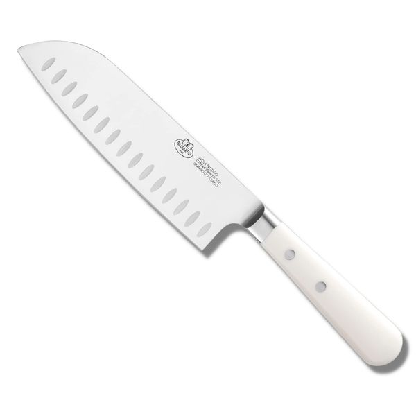 Ballarini Avola 18448-181 Avola Santoku Knife, White, Hollow Cut-Off Knife, Stainless Steel